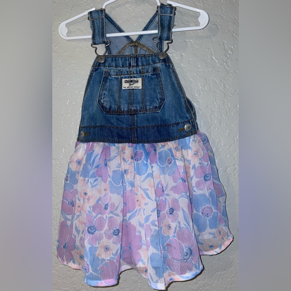OSH’GOSH B’ GOSH TODDLER GIRLS OVERALL DRESS FLORAL 18-24 MONTHS SPRING SUMMER